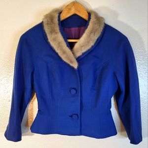 ❤️ Nobility Jrs Vintage Fur Trim Wool Cropped Blazer